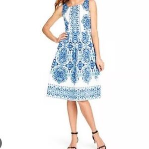 Talbots Blue and White Floral Dress